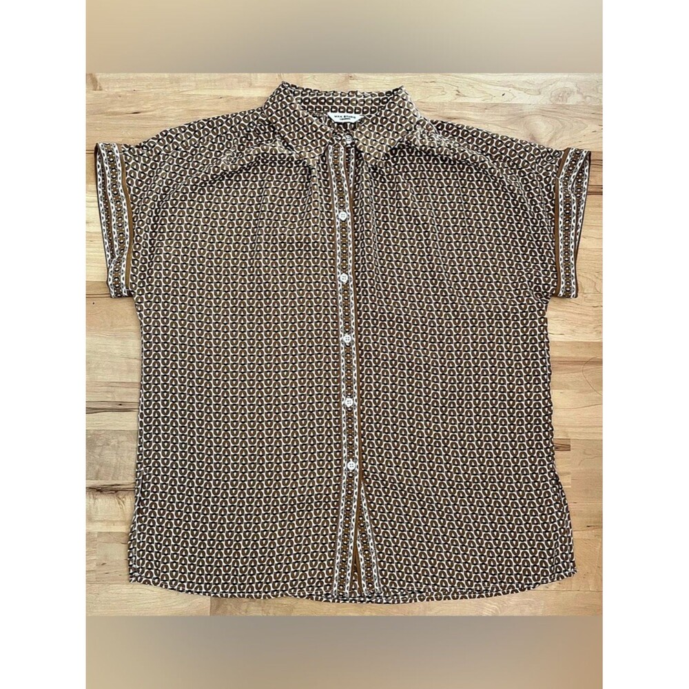 Max Studio geometric printed short sleeve button-front shirt
